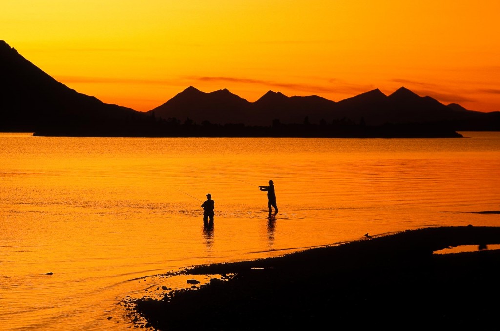 Sunset-Anglers-on-Alaska-Lake